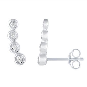 Royal Aura Sterling Silver 1/10 Carat T.W. Diamond Ear Climber Earrings