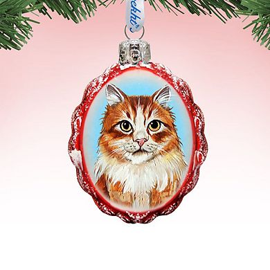 Designocracy Red Tab with Curios Glance Mercury Glass Ornament by G. DeBrekht Pets Dog and Cats Decor