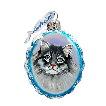 Designocracy Siberian Forest Cat Mercury Glass Ornament by G. DeBrekht Pets Dog and Cats Decor