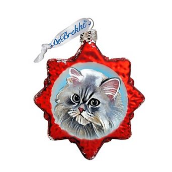 Designocracy Long Haired Family Kitten Glass Ornament by G. DeBrekht Pets Dog and Cats Decor