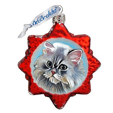 Designocracy Long Haired Family Kitten Glass Ornament by G. DeBrekht Pets Dog and Cats Decor