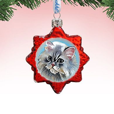 Designocracy Long Haired Family Kitten Glass Ornament by G. DeBrekht Pets Dog and Cats Decor