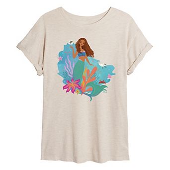 Juniors' Disney's The Little Mermaid Ariel Graphic Oversized Tee