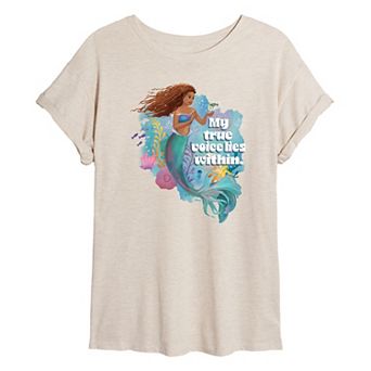 Juniors' Disney's The Little Mermaid True Voice Oversized Tee