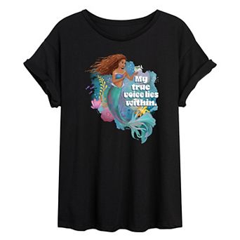 Juniors' Disney's The Little Mermaid True Voice Oversized Tee