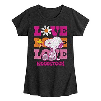 Girls 7-16 Peanuts Snoopy and Woodstock Love Graphic Tee