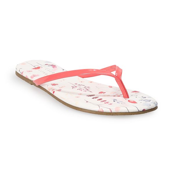 LC Lauren Conrad Honey 2 Women s Flip Flop Sandals Coral Floral