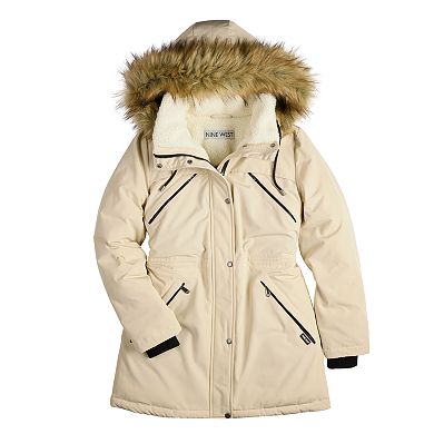 Women's Nine West Hooded Sherpa & Quilted Puffer Coat