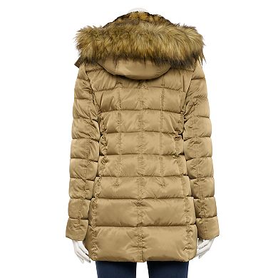 Women's Nine West Faux-Fur Hood Puffer Jacket