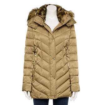 Women's Nine West Faux-Fur Hood Puffer Jacket