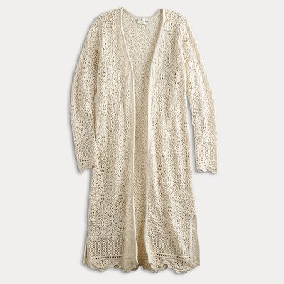 Juniors' Freshman 1996 Crochet Duster Cardigan