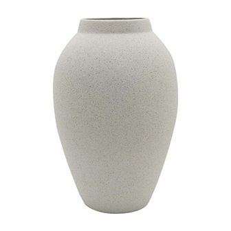 Everyday Decor Large Round Neutral Speckled Vase Table Decor