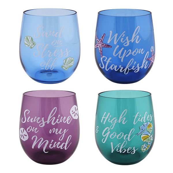 Celebrate Together™ 4-Piece Coastal Sentiments Stemless Wine Glass Set