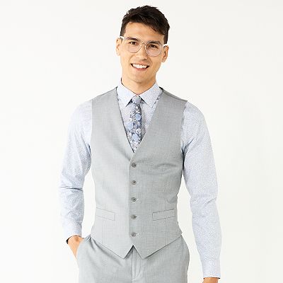Men's Apt. 9 Premier Flex Performance Slim-Fit Washable Suit Vest, Size: XXL, Light Gray