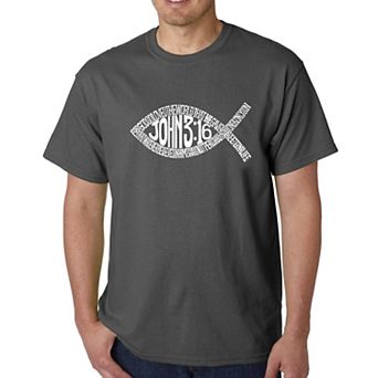 John 3:16 Fish Symbol - Men's Word Art T-shirt