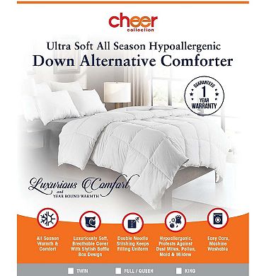 Cheer Collection Luxurious Duvet Insert Super Plush Goose Down Alternative Twin Size White Comforter