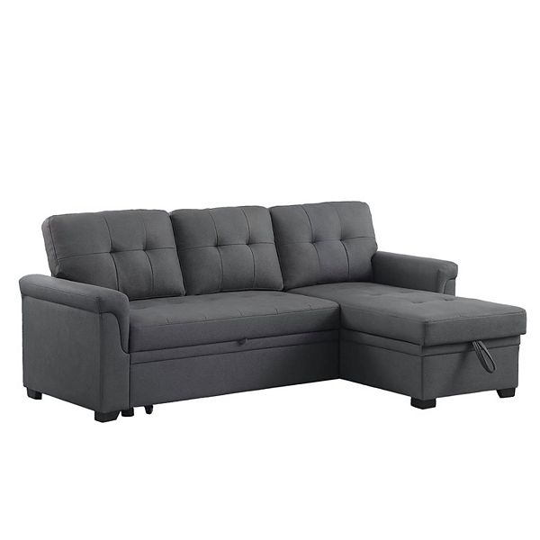 Lilola Home Lucca Performance Leather Sectional Sleeper Sofa with Storage