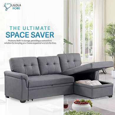 Lilola Home Lucca Performance Leather Sectional Sleeper Sofa With Storage