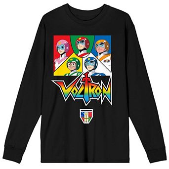 Men's Voltron Pilot Panels Black Long Sleeve Graphic Tee