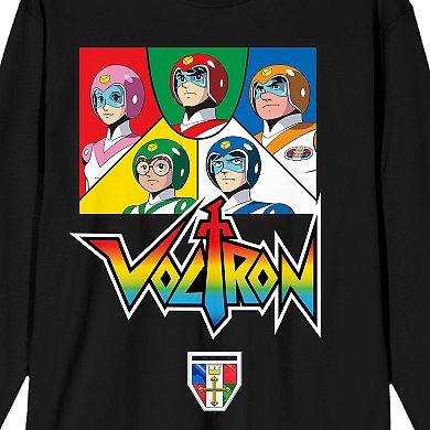 Men's Voltron Pilot Panels Black Long Sleeve Graphic Tee
