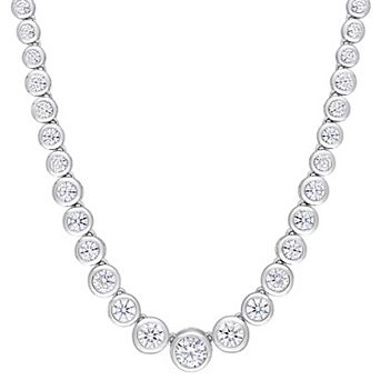 Stella Grace Sterling Silver Lab-Created Moissanite Semi-Tennis Necklace
