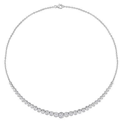 Stella Grace Sterling Silver Lab-Created Moissanite Semi-Tennis Necklace