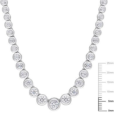 Stella Grace Sterling Silver Lab-Created Moissanite Semi-Tennis Necklace
