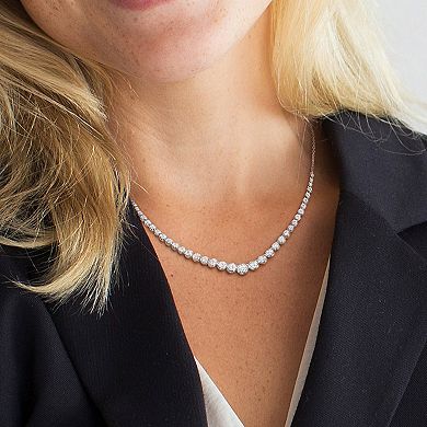 Stella Grace Sterling Silver Lab-Created Moissanite Semi-Tennis Necklace