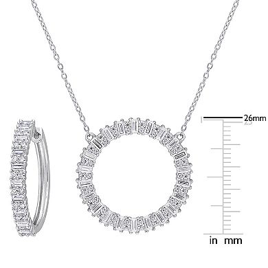Stella Grace Sterling Silver Lab-Created Moissanite Hoop Earrings & Necklace Set