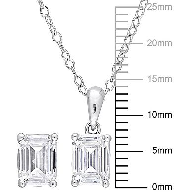 Stella Grace Sterling Silver Lab-Created Moissanite Solitaire Earrings & Heart Pendant Necklace Set