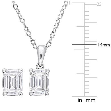 Stella Grace Sterling Silver Lab-Created Moissanite Solitaire Earrings & Heart Pendant Necklace Set