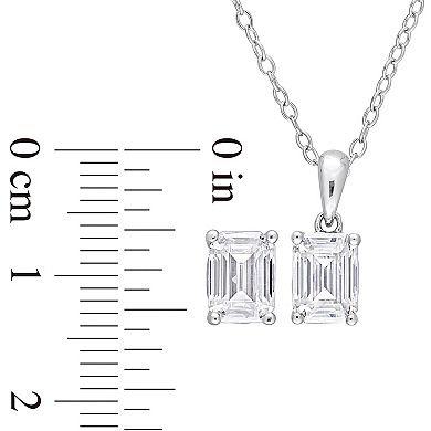 Stella Grace Sterling Silver Lab-Created Moissanite Solitaire Earrings & Heart Pendant Necklace Set