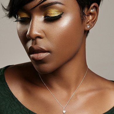 Stella Grace Sterling Silver Lab-Created Moissanite Heart Solitaire Earrings & Pendant Necklace Set