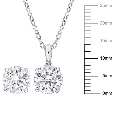 Stella Grace Sterling Silver Lab-Created Moissanite Solitaire Earrings & Pendant Necklace Set