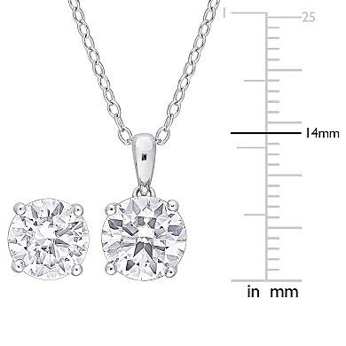 Stella Grace Sterling Silver Lab-Created Moissanite Solitaire Earrings & Pendant Necklace Set