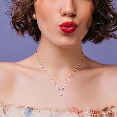 Stella Grace Sterling Silver Lab-Created Moissanite Solitaire Earrings & Pendant Necklace Set