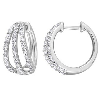 Stella Grace Sterling Silver 4/5 Carat T.W Lab-Created Moissanite Hoop Earrings
