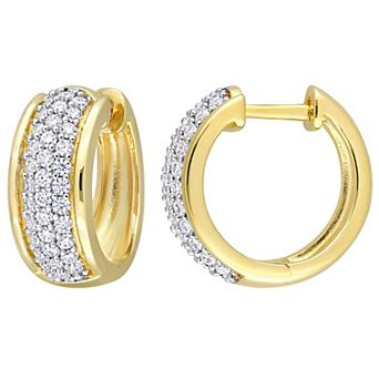 Stella Grace 18K Gold Over Silver 1/2 Carat T.W Lab-Created Moissanite Triple Row Hoop Earrings