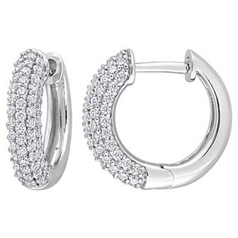 Stella Grace Sterling Silver 5/8 Carat T.W Lab-Created Moissanite Multi-Row Hoop Earrings