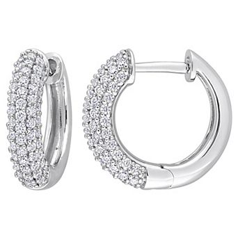 Stella Grace Sterling Silver 5/8 Carat T.W Lab-Created Moissanite Multi-Row Hoop Earrings