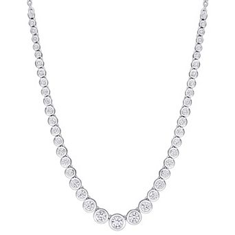 Stella Grace Sterling Silver Lab-Created Moissanite Graduated Necklace