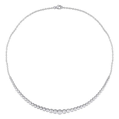 Stella Grace Sterling Silver Lab-Created Moissanite Graduated Necklace