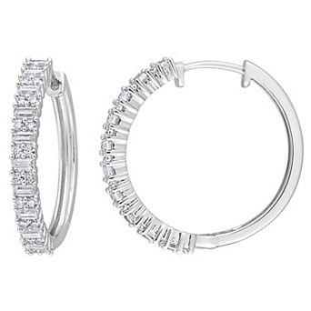 Stella Grace Sterling Silver Lab-Created Moissanite Hoop Earrings