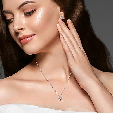 Stella Grace Sterling Silver Lab-Created Moissanite Solitaire Earrings & Pendant Necklace Set