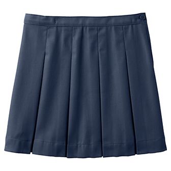 Girls 4-16 Lands' End School Uniform Top of Knee Box Pleat Skirt