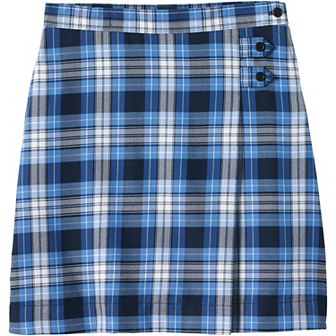 Girls 7-16 Lands' End School Uniform Slim Plaid Below the Knee A-Line Skirt