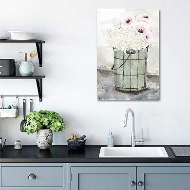 COURTSIDE MARKET Ice Cream Bucket Of Flowers Canvas Wall Art
