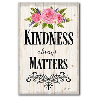COURTSIDE MARKET Kindness Pink Floral Canvas Wall Art