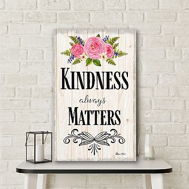COURTSIDE MARKET Kindness Pink Floral Canvas Wall Art