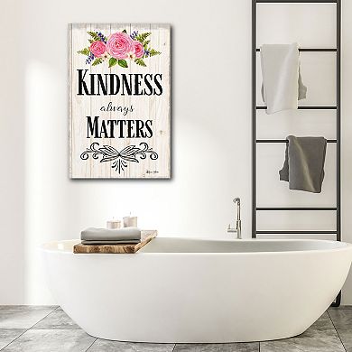 COURTSIDE MARKET Kindness Pink Floral Canvas Wall Art